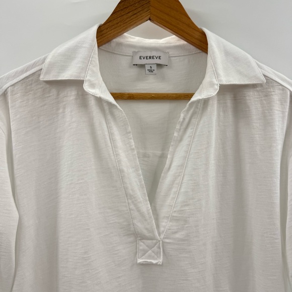 Evereve Romy Relaxed Long Sleeve 100% Cotton Preppy V-Neck Shirt Top Size Small - Picture 4 of 11
